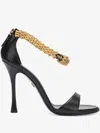 Roberto Cavalli Leather Sandals With Tiger Heads In Black