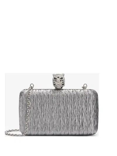 Roberto Cavalli Jewelled Tigers Clultch In Grey