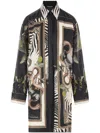 Roberto Cavalli Graphic Print Long Sleeve Longline Top In Multi