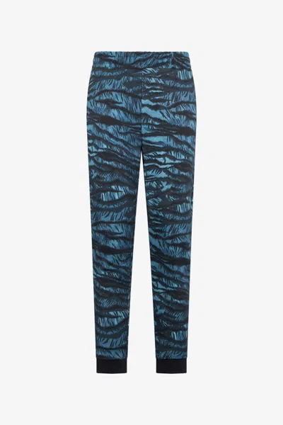 Roberto Cavalli Joggers With Tiger Skin Print In Blue