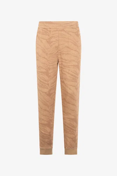 Roberto Cavalli Tiger Skin Print Joggers In Beige