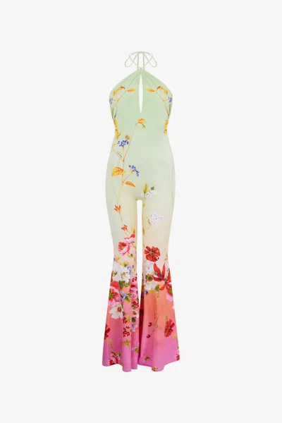 Roberto Cavalli Miami Flowers Print Jumpsuit In Multi