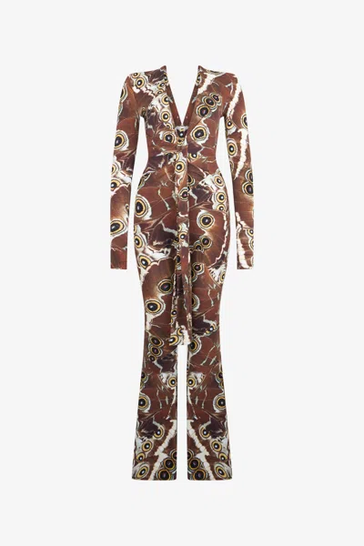 Roberto Cavalli Jumpsuit Mit Mini Butterfly-print In Brown