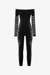 Roberto Cavalli Jumpsuit With Perforated Zebra Pattern In Black