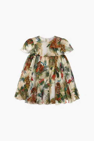 Roberto Cavalli Babies' Jungle Print Dress In Green