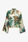 Roberto Cavalli Tropical Jungle Print Collared Shirt In Green