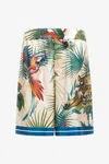 Roberto Cavalli Jungle-print Silk Shorts In Green