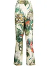 Roberto Cavalli Jungle Print Straight-legged Silk Trousers In 09000
