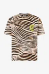 Roberto Cavalli Jungle Print T-shirt With Monogram In Light Brown