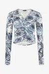 Roberto Cavalli Jungle Print Top In Light Blue