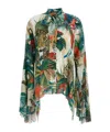 Roberto Cavalli Jungle Print Viscose Blouse In Green