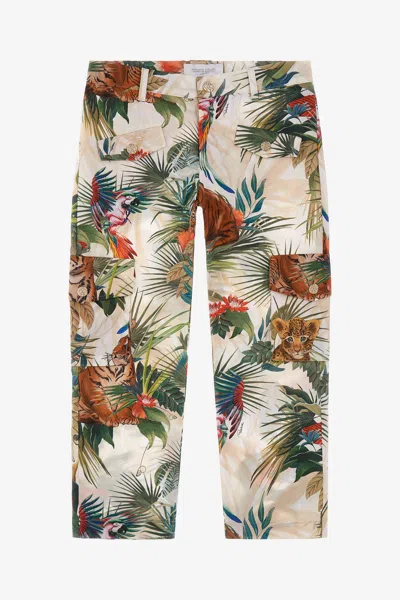 Roberto Cavalli Babies' Jungle Skin Print Pants In Green