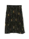 Roberto Cavalli Abstract-print Pleated Midi Skirt In Black