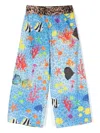 Roberto Cavalli All-over Sealife-print Trousers In 蓝色