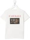 Roberto Cavalli Junior Animalier-patch Short-sleeved T-shirt In White