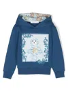 Roberto Cavalli Bear-print Rib-trimmed Hoodie In Blau