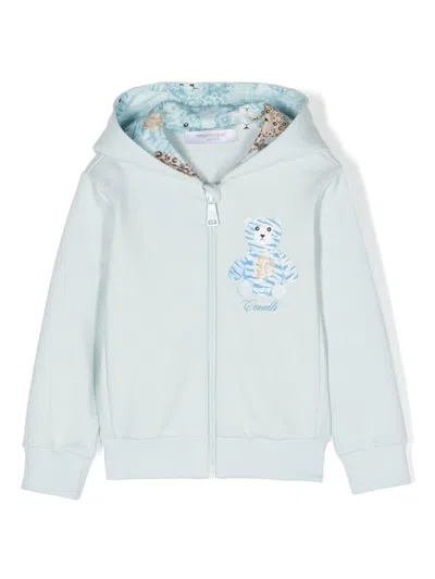 Roberto Cavalli Junior Babies' Bear-print Zip-up Hoodie In Green