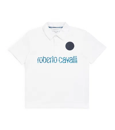 Roberto Cavalli Kids' Cotton Logo Polo Shirt In White