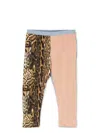 Roberto Cavalli Embroidered-logo Contrasting Panel Leggings In 蓝色