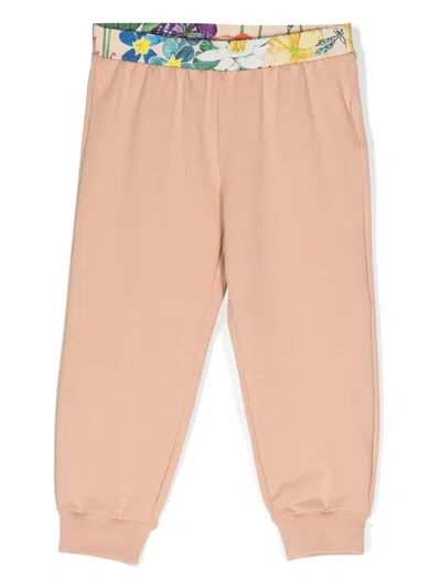Roberto Cavalli Junior Babies' Embroidered-logo Cotton Trackpants In 粉色