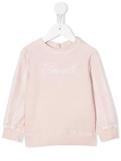Roberto Cavalli Junior Babies' Embroidered Logo Sweatshirt In Pink