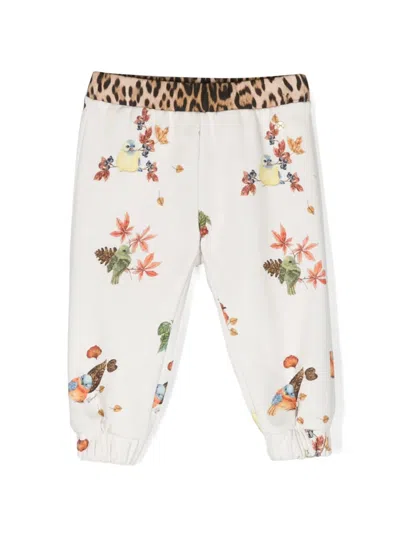 Roberto Cavalli Junior Babies' Floral-print Cotton Pants In Pink