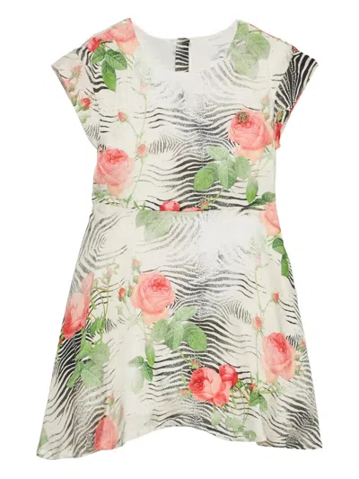 Roberto Cavalli Junior Kids' Floral-print Dress In Black