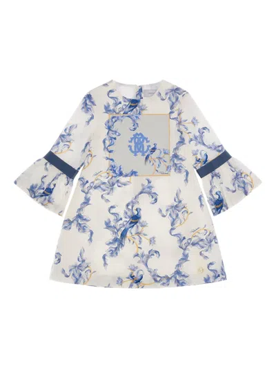 Roberto Cavalli Junior Kids' Floral-print Dress In White