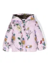 Roberto Cavalli Floral-print Hooded Puffer Jacket In Pink