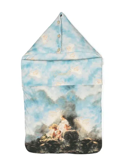 Roberto Cavalli Graphic-print Cotton Baby Nest In Blue