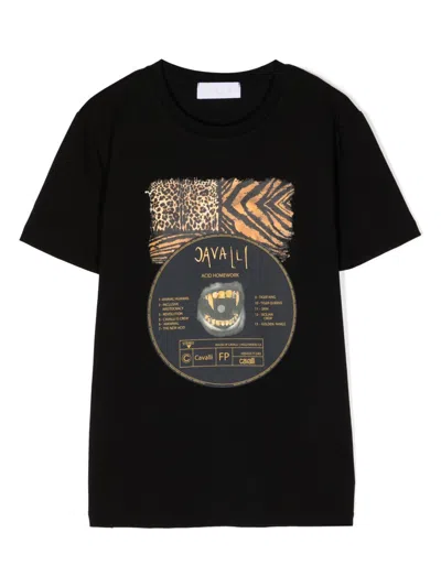Roberto Cavalli Junior Kids' Graphic-print Cotton T-shirt In Black