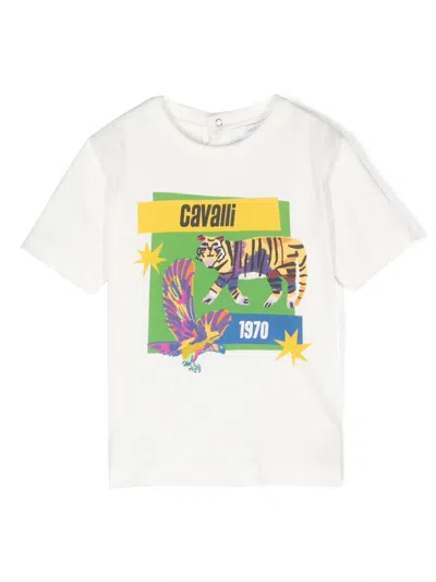 Roberto Cavalli Babies' Graphic-print Cotton T-shirt In White