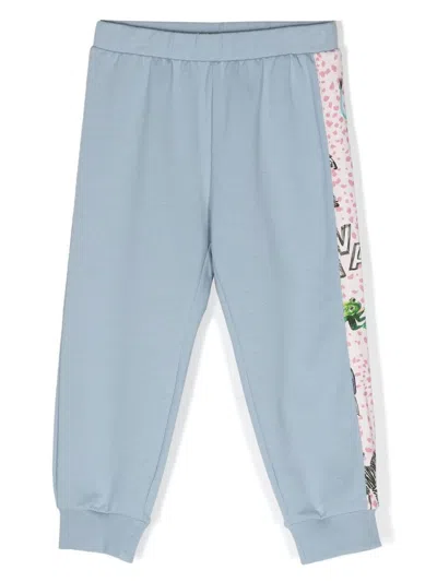 Roberto Cavalli Junior Babies' Graphic-print Cotton Trackpants In 蓝色