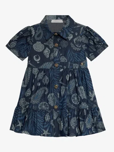 Roberto Cavalli Junior Babies' Graphic-print Dress In Blue