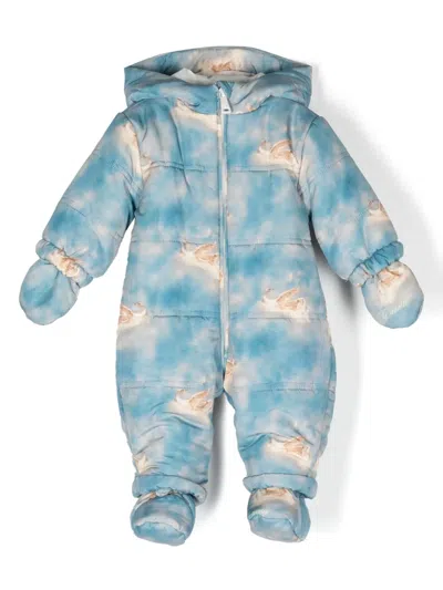 Roberto Cavalli Babies' Graphic-print Puffer Bodysuit In Blue