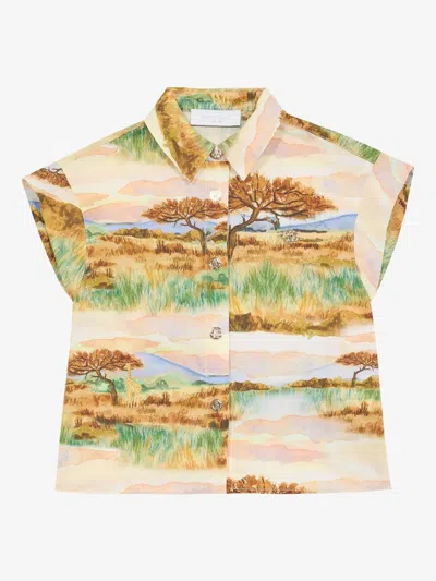 Roberto Cavalli Junior Kids' Graphic Print Shirt In Neutrals