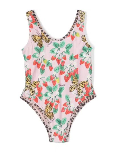 Roberto Cavalli Junior Kids' Illustration-print Swimsuit In Pink