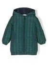 Roberto Cavalli Jacquard Logo Padded Coat In Green