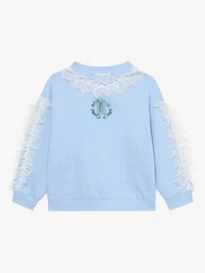 Roberto Cavalli Junior Kids' Lace Detailing Sweatshirt In Blue