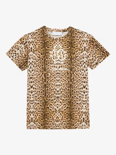 Roberto Cavalli Junior Kids' Leopard-print T-shirt In Neutrals