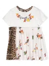 Roberto Cavalli Junior Logo-embroidered Cotton Dress In White