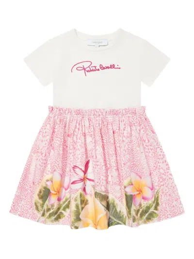 Roberto Cavalli Junior Kids' Logo-embroidered Dress In White