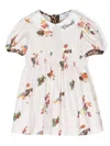 Roberto Cavalli Junior Logo-embroidered Graphic-print Dress In Neutrals