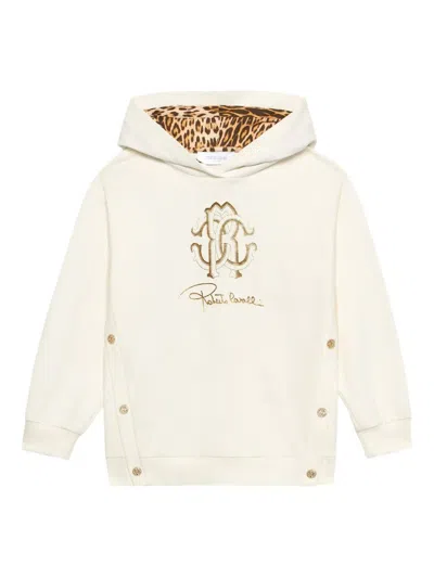 Roberto Cavalli Junior Kids' Logo-embroidered Hoodie In White