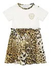 Roberto Cavalli Logo-embroidered Jaguar-print Dress In White