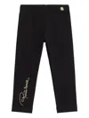 Roberto Cavalli Logo-embroidered Leggings In Black