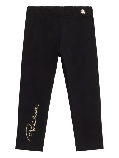 Roberto Cavalli Junior Kids' Logo-embroidered Leggings In Black