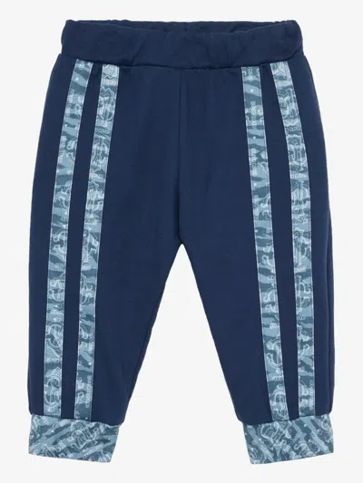 Roberto Cavalli Babies' Logo-embroidered Leggings In Blue