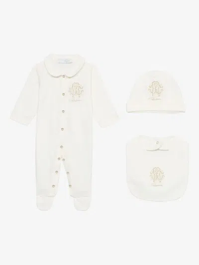 Roberto Cavalli Babies' Logo-embroidered Pajamas In Neutrals