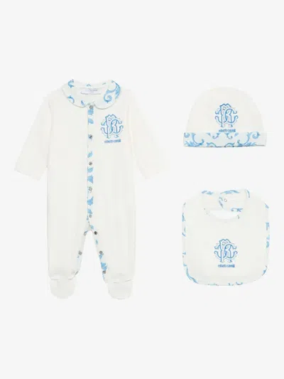 Roberto Cavalli Babies' Logo-embroidered Pajamas In White
